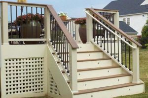 View of a off-white deck with stairs