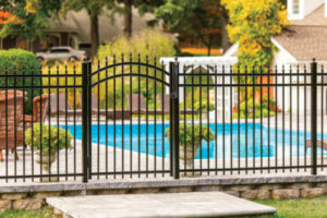 Newly installed poolside fence for safety and security 