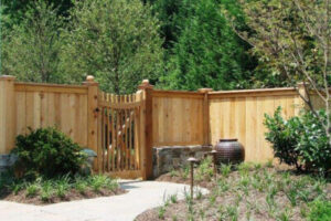 Durable and attractive pine wood fencing.